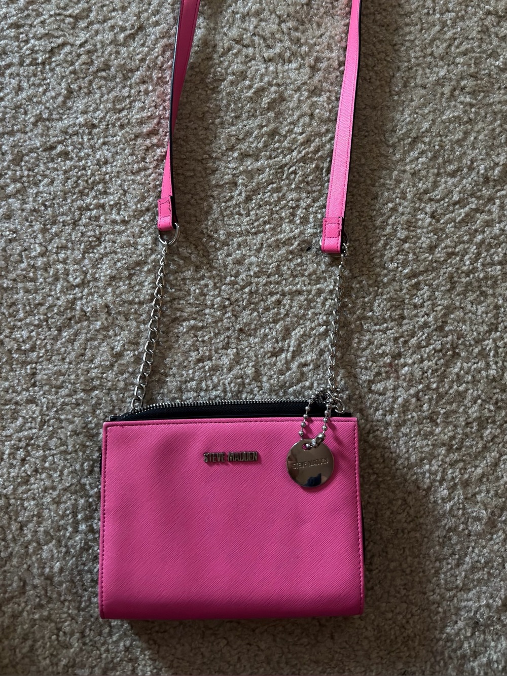 Steve Madden Hot Pink Crossbody Bag with Chain Strap